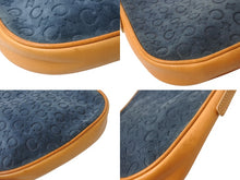 画像をギャラリービューアに読み込む, CELINE セリーヌ ワンショルダーバッグ CE00/12 マカダム スウェード レザー ネイビー ブラウン ゴールド金具 美品 中古 4b003572