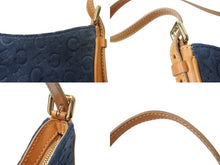画像をギャラリービューアに読み込む, CELINE セリーヌ ワンショルダーバッグ CE00/12 マカダム スウェード レザー ネイビー ブラウン ゴールド金具 美品 中古 4b003572