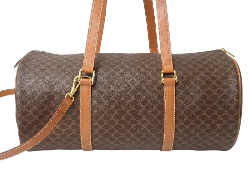 CELINE Macadam 2WAY Bag Shoulder Bag Boston Bag Handbag PVC Leather Brown Gold Good Condition Used 4b003576