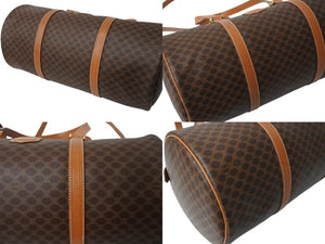 CELINE セリーヌ マカダム 2WAYバッグ ショルダーバッグ ボストンバッグ ハンドバッグ PVC レザー ブラウン ゴールド 美品 中古 4b003576