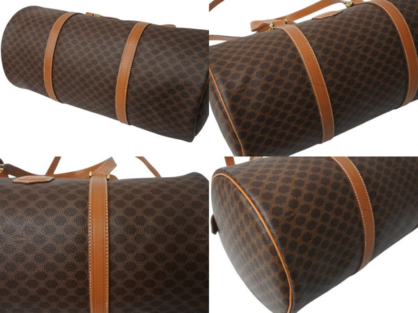 CELINE セリーヌ マカダム 2WAYバッグ ショルダーバッグ ボストンバッグ ハンドバッグ PVC レザー ブラウン ゴールド 美品 中古 4b003576