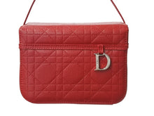 画像をギャラリービューアに読み込む, CHRISTIAN DIOR クリスチャンディオール カナージュ バニティバッグ ミニ ハンドバッグ レザー レッド シルバー金具 美品 中古 4b003577