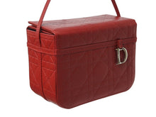 画像をギャラリービューアに読み込む, CHRISTIAN DIOR クリスチャンディオール カナージュ バニティバッグ ミニ ハンドバッグ レザー レッド シルバー金具 美品 中古 4b003577