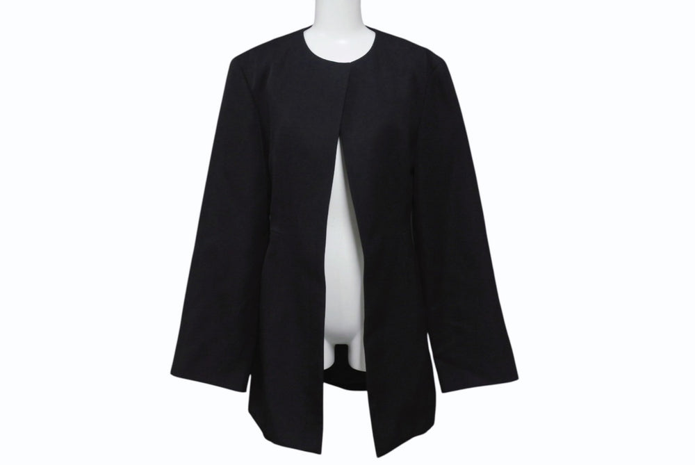 Very good condition JIL SANDER 21AW wool collarless jacket JSPS190015 black size 34 used 4b003581