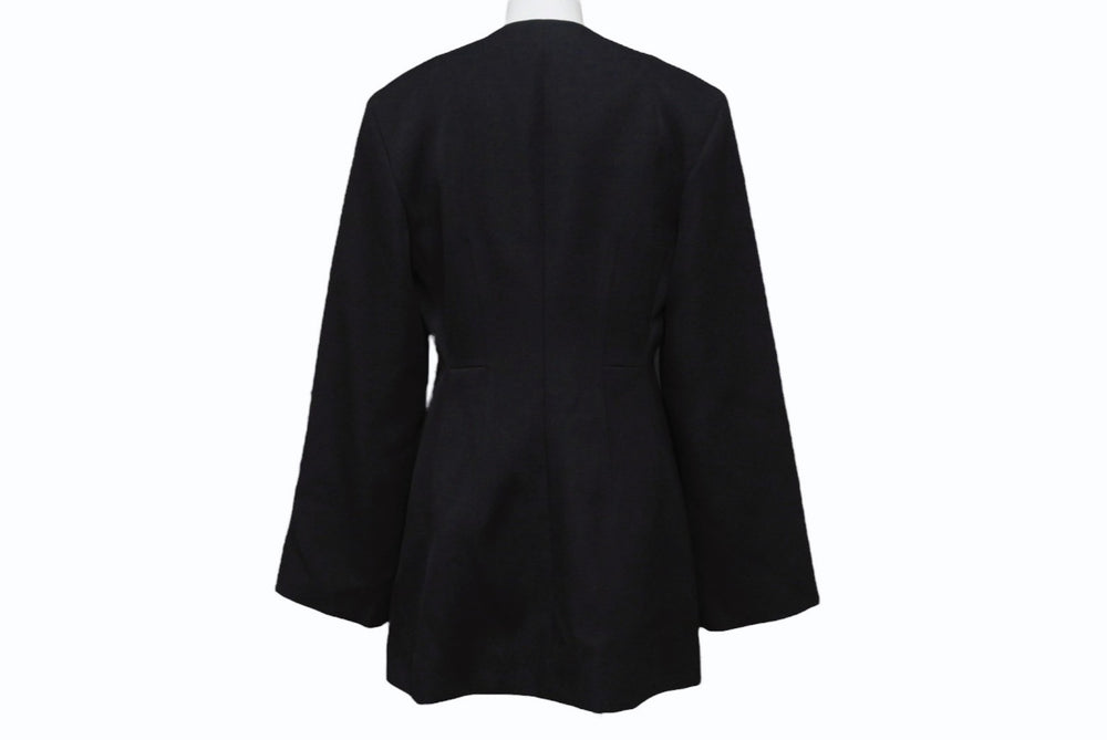 Very good condition JIL SANDER 21AW wool collarless jacket JSPS190015 black size 34 used 4b003581