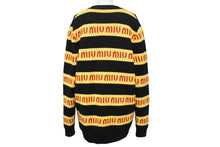 Load image into Gallery viewer, 極美品 MIUMIU ミュウミュウ カーディガン MMF407 サイズ38 ボーダーロゴ ニット ブラック イエロー レッド 20AW 中古 4b003582