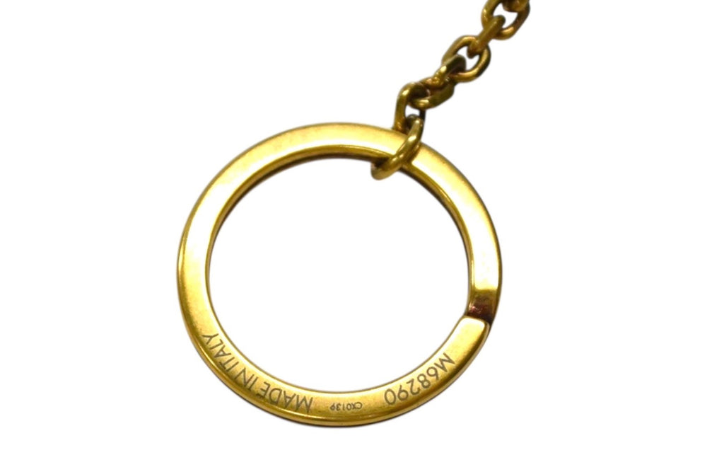 Very Good Condition LOUIS VUITTON Monogram Denim Round Pouch M68290 Back Charm Keychain Navy Gold Hardware Used 4b003585