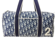 Load image into Gallery viewer, CHRISTIAN DIOR クリスチャンディオール トロッター柄 ミニボストンバッグ ハンドバッグ ナンバー2 MU0901 ネイビー 美品 中古 4b003586