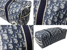 Load image into Gallery viewer, CHRISTIAN DIOR クリスチャンディオール トロッター柄 ミニボストンバッグ ハンドバッグ ナンバー2 MU0901 ネイビー 美品 中古 4b003586