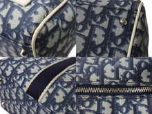 Load image into Gallery viewer, CHRISTIAN DIOR クリスチャンディオール トロッター柄 ミニボストンバッグ ハンドバッグ ナンバー2 MU0901 ネイビー 美品 中古 4b003586