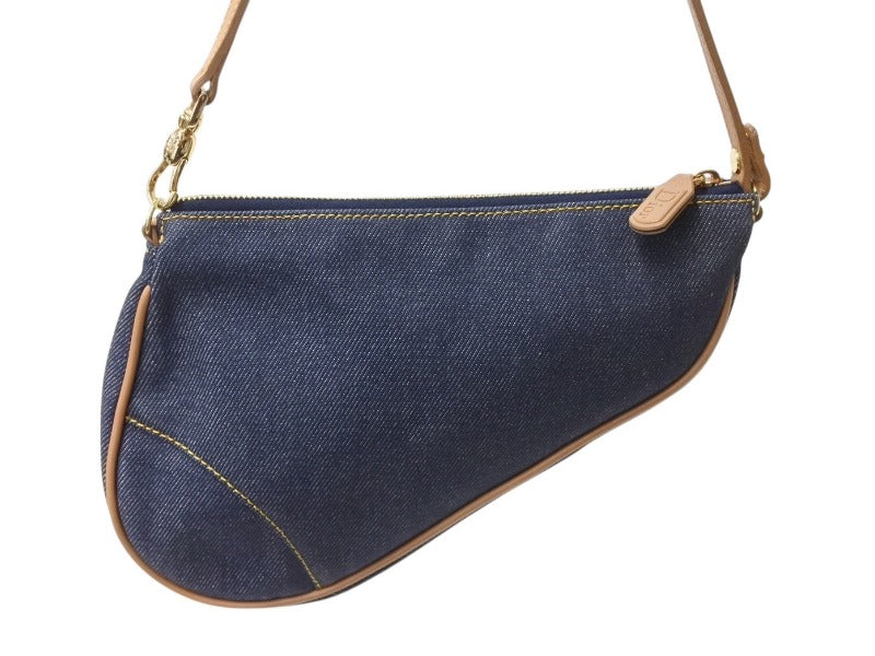 Very Good Condition Christian Dior Saddle Pouch Accessory Pouch PZ 0701 Denim Galliano Period Used 4b003590