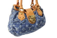 Load image into Gallery viewer, LOUIS VUITTON ルイヴィトン プリーティ ハンドバッグ M95020 モノグラム デニム レザー ブルー ゴールド金具 美品 中古 4b003613