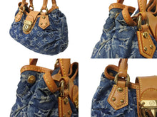 Load image into Gallery viewer, LOUIS VUITTON ルイヴィトン プリーティ ハンドバッグ M95020 モノグラム デニム レザー ブルー ゴールド金具 美品 中古 4b003613