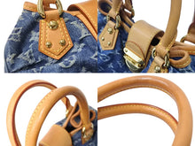 Load image into Gallery viewer, LOUIS VUITTON ルイヴィトン プリーティ ハンドバッグ M95020 モノグラム デニム レザー ブルー ゴールド金具 美品 中古 4b003613