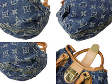 Load image into Gallery viewer, LOUIS VUITTON ルイヴィトン プリーティ ハンドバッグ M95020 モノグラム デニム レザー ブルー ゴールド金具 美品 中古 4b003613
