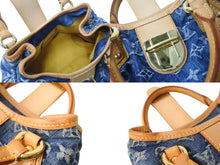Load image into Gallery viewer, LOUIS VUITTON ルイヴィトン プリーティ ハンドバッグ M95020 モノグラム デニム レザー ブルー ゴールド金具 美品 中古 4b003613
