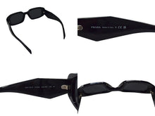 画像をギャラリービューアに読み込む, PRADA プラダ サングラス シンボルサングラス スクエア型 メタルロゴ SPR 17W-F ブラック アセテート 51□20 美品 中古 4b003651