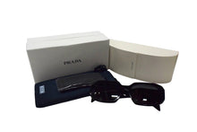画像をギャラリービューアに読み込む, PRADA プラダ サングラス シンボルサングラス スクエア型 メタルロゴ SPR 17W-F ブラック アセテート 51□20 美品 中古 4b003651