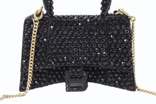画像をギャラリービューアに読み込む, BALENCIAGA バレンシアガ Hourglass XS アワーグラス ハンドバッグ パリクチュールストア限定品 スワロフスキー ブラック 美品 中古 4b003667