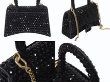 画像をギャラリービューアに読み込む, BALENCIAGA バレンシアガ Hourglass XS アワーグラス ハンドバッグ パリクチュールストア限定品 スワロフスキー ブラック 美品 中古 4b003667