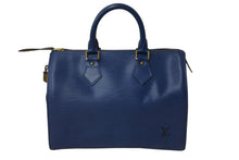 Load image into Gallery viewer, LOUIS VUITTON ルイヴィトン エピレザー スピーディ25 M43015 ハンドバッグ ミニボストン トレドブルー ゴールド金具 美品 中古 4b003671