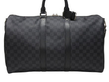 画像をギャラリービューアに読み込む, 極美品 LOUISVUITTON ルイヴィトン キーポルバンドリエール45 ボストンバッグ N41418 ダミエグラフィット ブラック 中古 4b003672