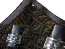 画像をギャラリービューアに読み込む, 極美品 FENDI フェンディ マンマバケット ショルダーバッグ ズッカ柄 ブラウン コットンキャンバス レザー シルバー金具 中古 4b003682