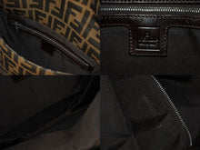 画像をギャラリービューアに読み込む, 極美品 FENDI フェンディ マンマバケット ショルダーバッグ ズッカ柄 ブラウン コットンキャンバス レザー シルバー金具 中古 4b003682