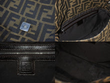 画像をギャラリービューアに読み込む, FENDI フェンディ マンマバケット ショルダーバッグ ズッカ柄 コットンキャンバス レザー ブラウン シルバー金具 美品 中古 4b003683
