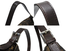 画像をギャラリービューアに読み込む, FENDI フェンディ マンマバケット ショルダーバッグ ズッカ柄 コットンキャンバス レザー ブラウン シルバー金具 美品 中古 4b003683