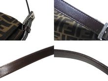 画像をギャラリービューアに読み込む, FENDI フェンディ マンマバケット ショルダーバッグ ズッカ柄 コットンキャンバス レザー ブラウン シルバー金具 美品 中古 4b003683