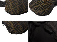 画像をギャラリービューアに読み込む, FENDI フェンディ ワンショルダーバッグ ハンドバッグ FF ズッカ柄 キャンバス レザー ブラウン ブラックメタル 美品 中古 4b003684