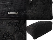 画像をギャラリービューアに読み込む, CHROME HEARTS クロムハーツ JET SET トートバッグ ボストンバッグ クロスパッチ レザー シルバー925 ブラック 美品 中古 4b003717