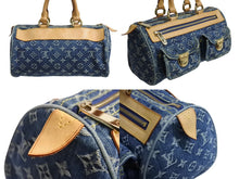Load image into Gallery viewer, LOUIS VUITTON ルイヴィトン ネオスピーディ ハンドバッグ M95019 モノグラム デニム インディゴブルー ゴールド金具 美品 中古 4b003726