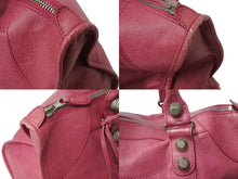 画像をギャラリービューアに読み込む, BALENCIAGA バレンシアガ ジャイアント ワーク ハンドバッグ ピンク レザー 173080 シルバー金具 スタッズ ワンショルダー 良品 中古 4b003729