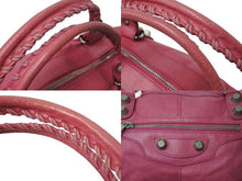 画像をギャラリービューアに読み込む, BALENCIAGA バレンシアガ ジャイアント ワーク ハンドバッグ ピンク レザー 173080 シルバー金具 スタッズ ワンショルダー 良品 中古 4b003729