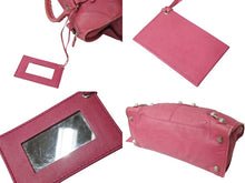 画像をギャラリービューアに読み込む, BALENCIAGA バレンシアガ ジャイアント ワーク ハンドバッグ ピンク レザー 173080 シルバー金具 スタッズ ワンショルダー 良品 中古 4b003729