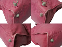 画像をギャラリービューアに読み込む, BALENCIAGA バレンシアガ ジャイアント ワーク ハンドバッグ ピンク レザー 173080 シルバー金具 スタッズ ワンショルダー 良品 中古 4b003729