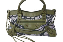 画像をギャラリービューアに読み込む, BALENCIAGA バレンシアガ 花柄 The City ザシティ 2WAY ハンドバッグ レザー ナイロン グリーン ワンショルダー 良品 中古 4b003730