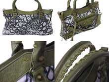 画像をギャラリービューアに読み込む, BALENCIAGA バレンシアガ 花柄 The City ザシティ 2WAY ハンドバッグ レザー ナイロン グリーン ワンショルダー 良品 中古 4b003730