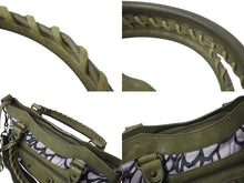 画像をギャラリービューアに読み込む, BALENCIAGA バレンシアガ 花柄 The City ザシティ 2WAY ハンドバッグ レザー ナイロン グリーン ワンショルダー 良品 中古 4b003730