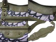 画像をギャラリービューアに読み込む, BALENCIAGA バレンシアガ 花柄 The City ザシティ 2WAY ハンドバッグ レザー ナイロン グリーン ワンショルダー 良品 中古 4b003730