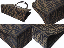 画像をギャラリービューアに読み込む, FENDI フェンディ ハンドバッグ ワンショルダーバッグ ズッカ柄 09158081992 キャンバス レザーブラウン シルバー金具 良品 中古 4b003737