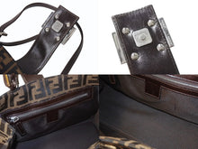 画像をギャラリービューアに読み込む, FENDI フェンディ ハンドバッグ ワンショルダーバッグ ズッカ柄 09158081992 キャンバス レザーブラウン シルバー金具 良品 中古 4b003737