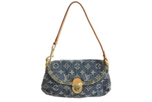 画像をギャラリービューアに読み込む, LOUIS VUITTON ルイヴィトン ミニプリーティ ワンショルダーバッグ M95050 モノグラム デニム レザー ゴールド金具 美品 中古 4b003750