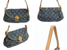 画像をギャラリービューアに読み込む, LOUIS VUITTON ルイヴィトン ミニプリーティ ワンショルダーバッグ M95050 モノグラム デニム レザー ゴールド金具 美品 中古 4b003750