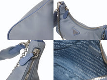画像をギャラリービューアに読み込む, PRADA プラダ Re-Edition 2005 ショルダーバッグ 1BH204 2WAY Re-Nylon リナイロン ライトブルー トライアングルロゴ 美品 中古 4b003753