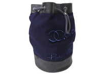 Load image into Gallery viewer, 極美品 CHANEL シャネル ドローストリングス ショルダーバッグ A57519 26番台 ココマーク ウール レザー ネイビー ブラック 巾着型 中古 4b003756