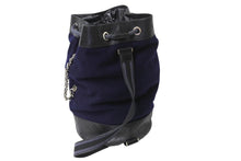 Load image into Gallery viewer, 極美品 CHANEL シャネル ドローストリングス ショルダーバッグ A57519 26番台 ココマーク ウール レザー ネイビー ブラック 巾着型 中古 4b003756