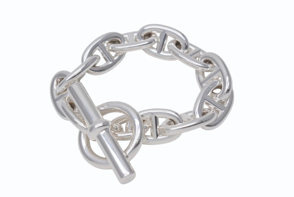 Like new HERMES Chaine d'Ancle TGM bracelet 11 frames 25AG006370 Silver 925 105.4g Used 4b003759